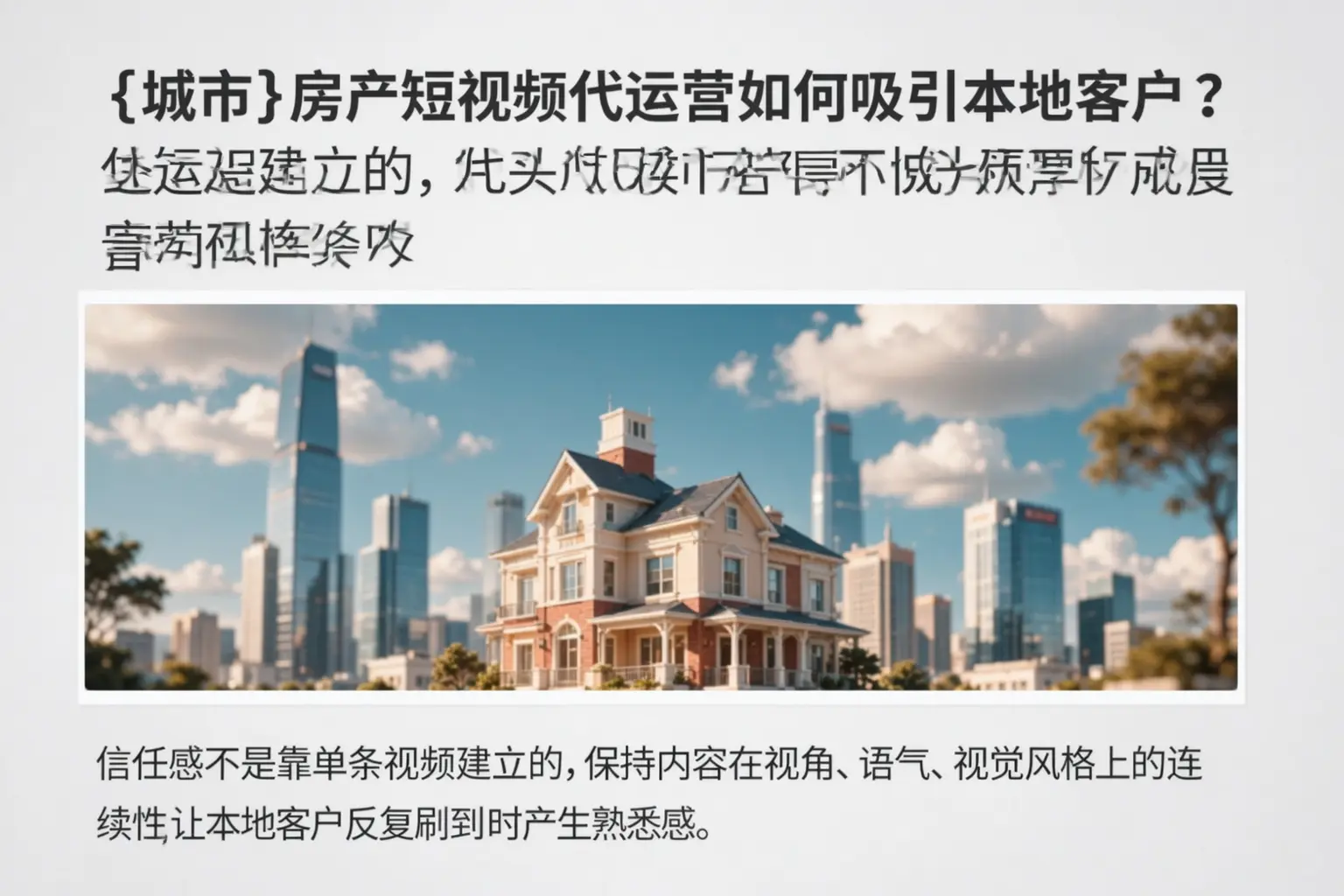 海西房产短视频代运营如何吸引本地客户？