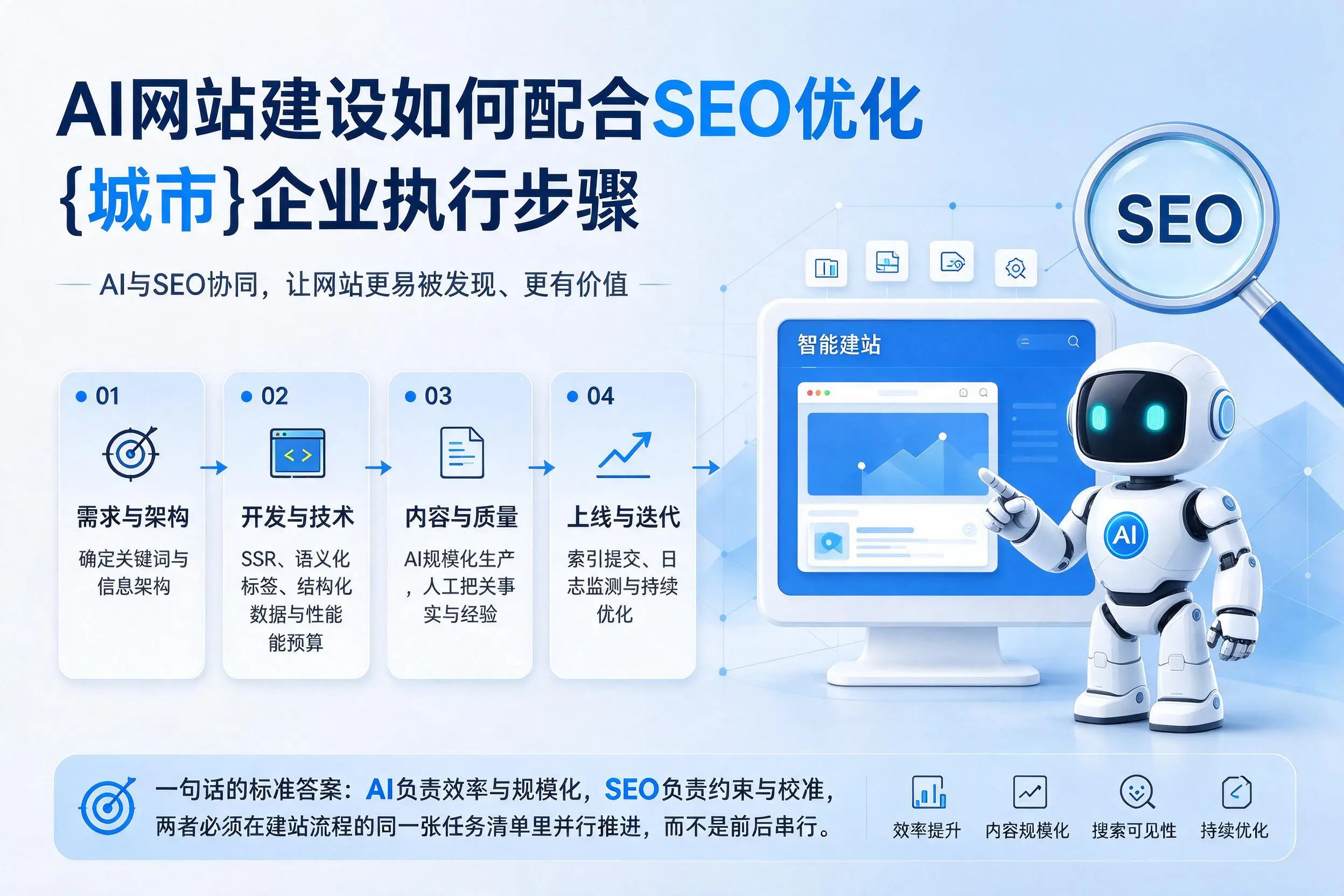 AI网站建设如何配合SEO优化，海西企业执行步骤