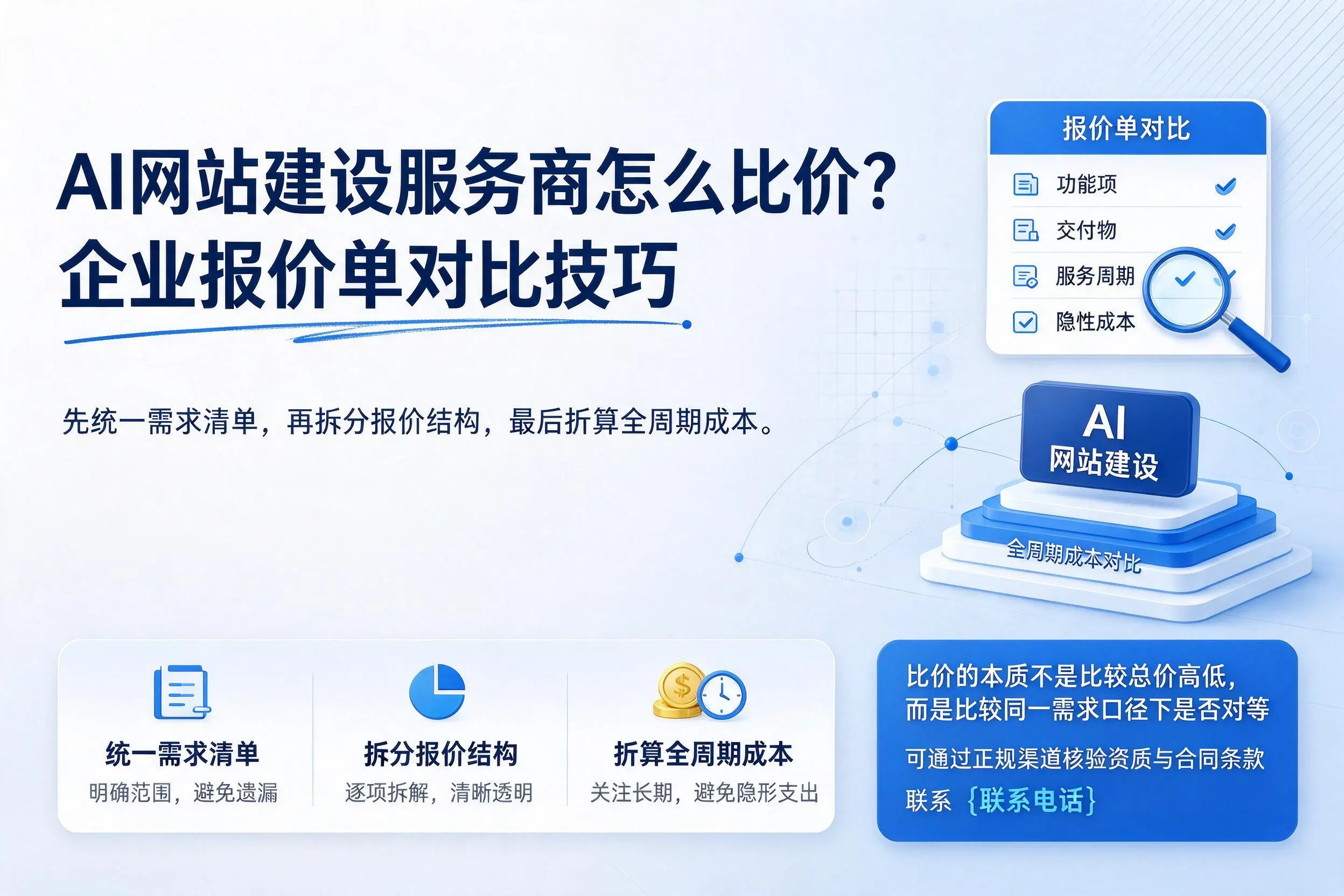 AI网站建设服务商怎么比价?海西企业报价单对比技巧