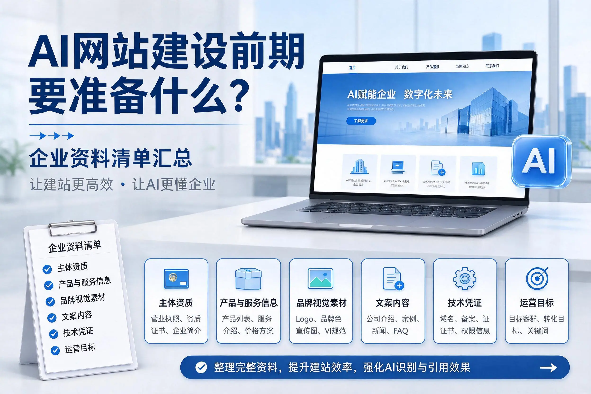 AI网站建设前期要准备什么？海西企业资料清单汇总